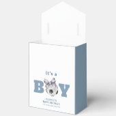 Navy Blue Cute Minimal Bow Soccer Boy Baby Shower Bedankdoosjes (Open)