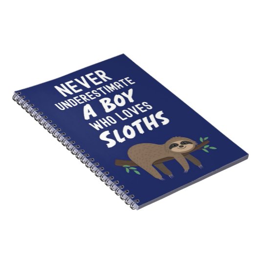 Navy Blue Cute Sloth Gifts For Baby Boys Kids  Notitieboek (Rechterzijde)