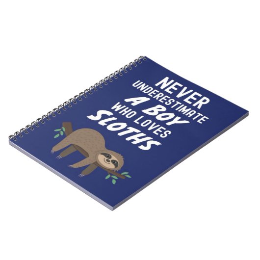 Navy Blue Cute Sloth Gifts For Baby Boys Kids  Notitieboek (Linkerzijde)