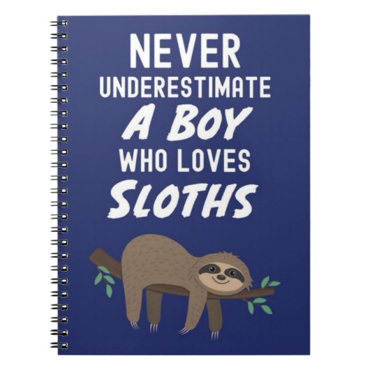 Navy Blue Cute Sloth Gifts For Baby Boys Kids  Notitieboek (Voorkant)