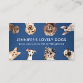 Navy Blue Cute Small Size-honden Pet Sitter Visitekaartje (Voorkant)