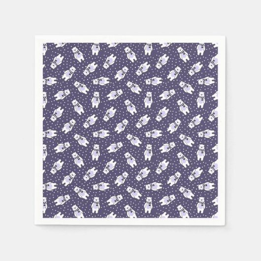 Navy blue cute snow polar bear pattern servet (Voorkant)