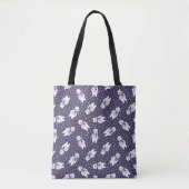 Navy blue cute snow polar bear pattern tote bag (Voorkant)