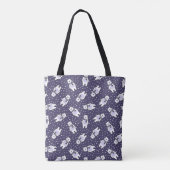 Navy blue cute snow polar bear pattern tote bag (Achterkant)