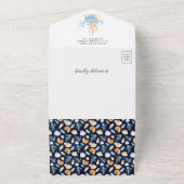 Navy Blue Cute Submarine Nautical Baby shower All In One Uitnodiging (Buitenkant)