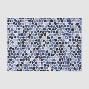 Navy Blue Cyan Glas in lood Pattern Tissuepapier