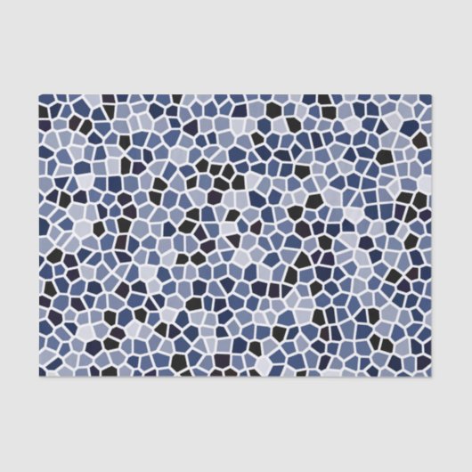 Navy Blue Cyan Glas in lood Pattern Tissuepapier (Voorkant)