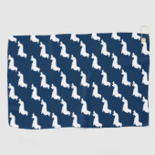 Navy Blue Dachshund Golfer Gift Golf Handdoek (Horizontaal)