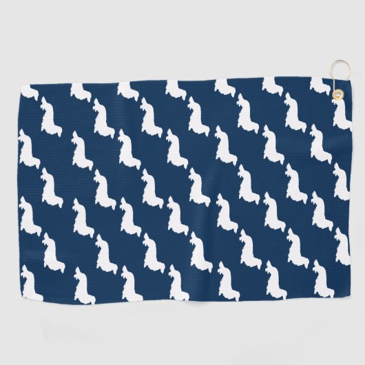 Navy Blue Dachshund Golfer Gift Golf Handdoek (Horizontaal)