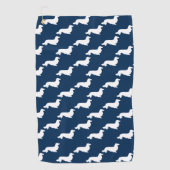 Navy Blue Dachshund Golfer Gift Golf Handdoek (Voorkant)