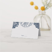 Navy Blue Dahlia Bloemen Huwelijk Plaatskaartje (Voorkant)