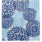 Navy Blue dahlia floral Douchegordijn (Voorkant)