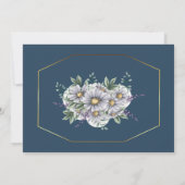Navy Blue Daisy Bloemenbruiloft Save the Date Kaart (Achterkant)