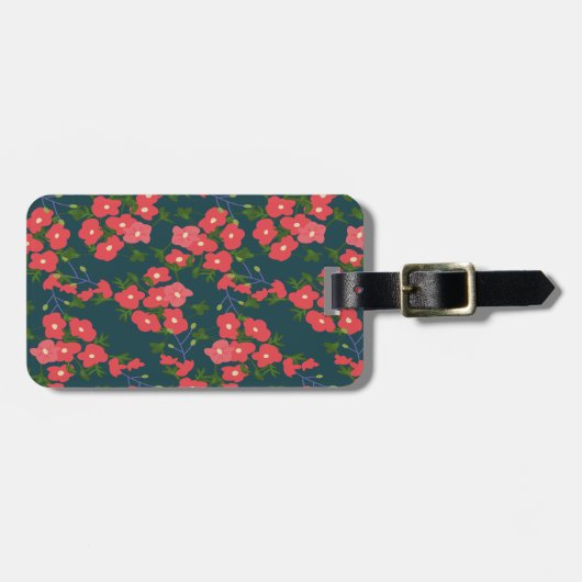 Navy Blue Daisy Flower Meadow Bagagelabel (Voorkant horizontaal)