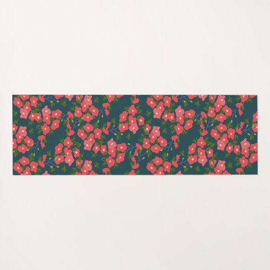 Navy Blue Daisy Flower Meadow Yogamat (Achterkant (horizontaal))