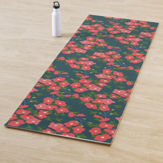 Navy Blue Daisy Flower Meadow Yogamat (In situ)