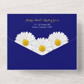 Navy Blue Daisy Wedding RSVP in één uitnodiging (Achterkant)