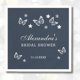 Navy Blue Daisy White Butterfly Vrijgezellenfeest Servet