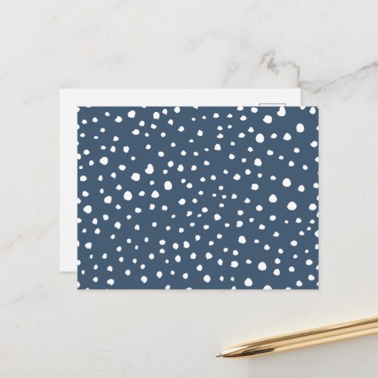 Navy Blue Dalmatian Spots, Dalmatiaanse Stippen, g Briefkaart (Voorkant / Achterkant in situ)