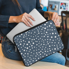 Navy Blue Dalmatian Spots, Dalmatiaanse Stippen, g Laptop Sleeve