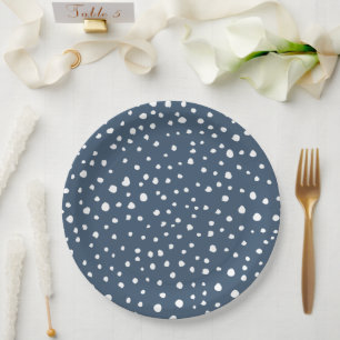Navy Blue Dalmatian Spots, Dalmatiaanse Stippen, g Papieren Bordje