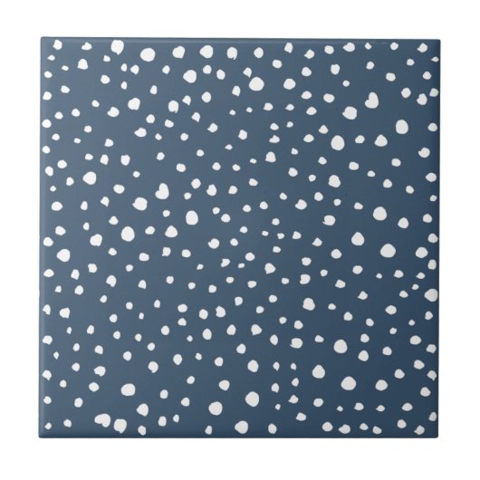 Navy Blue Dalmatian Spots, Dalmatiaanse Stippen, g Tegeltje (Voorkant)