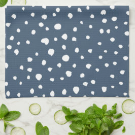 Navy Blue Dalmatian Spots, Dalmatiaanse Stippen, g Theedoek