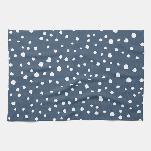 Navy Blue Dalmatian Spots, Dalmatiaanse Stippen, g Theedoek (Horizontaal)