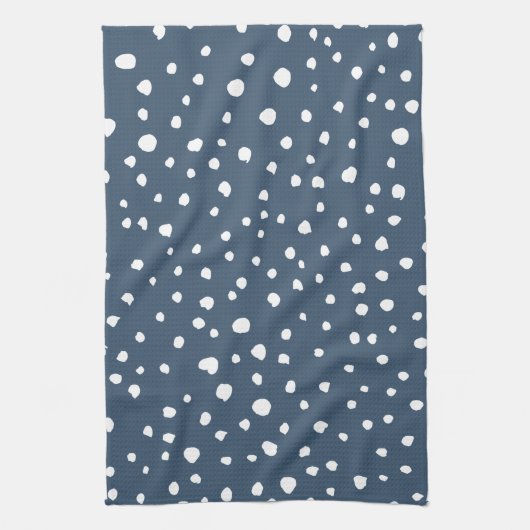 Navy Blue Dalmatian Spots, Dalmatiaanse Stippen, g Theedoek (Verticaal)