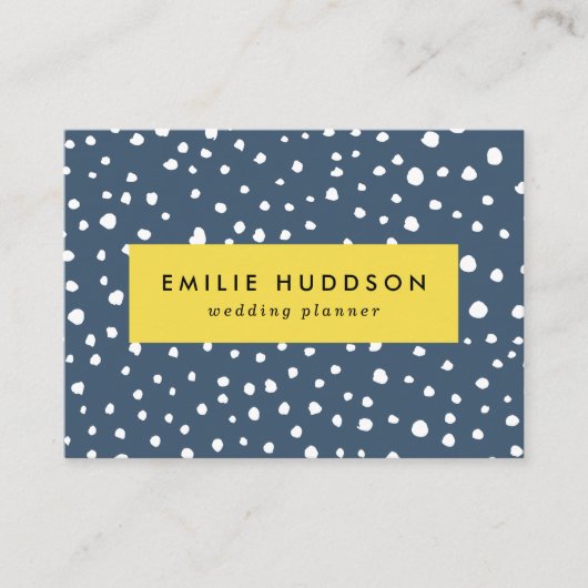 Navy Blue Dalmatian Spots, Dalmatiaanse Stippen, g Visitekaartje (Voorkant)