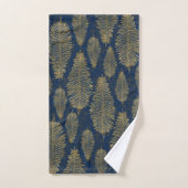 Navy Blue Damask & Gold Fern Leaf Pattern Bad Handdoek (Handdoek)
