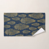 Navy Blue Damask & Gold Fern Leaf Pattern Bad Handdoek (Handdoek)