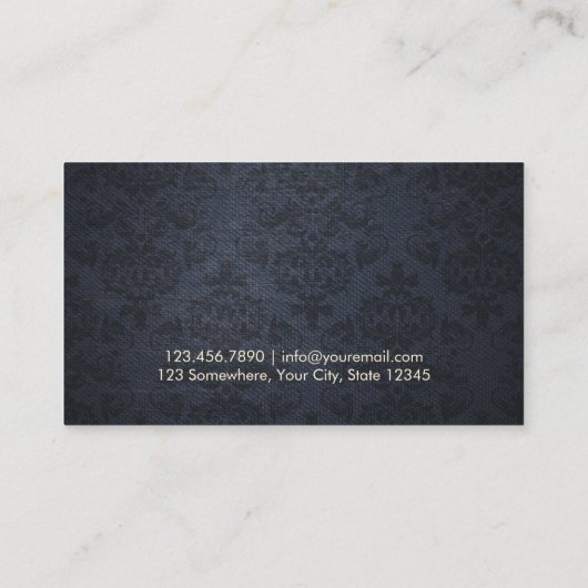 Navy Blue Damask Hairdresser Hair Stylist Visitekaartje (Achterkant)