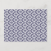 Navy Blue Damask Monogram Tafelnummer Kaart (Achterkant)