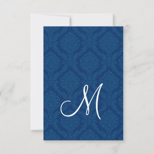 Navy Blue Damask-ontvangstkaart Kaart (Voorkant)