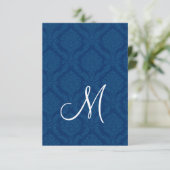 Navy Blue Damask-ontvangstkaart Kaart (Staand voorkant)