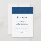 Navy Blue Damask-ontvangstkaart Kaart (Achterkant)