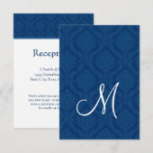 Navy Blue Damask-ontvangstkaart Kaart (Voorkant / Achterkant)