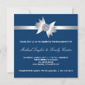 Navy Blue Damask Party Invitation Sjabloon Kaart (Achterkant)