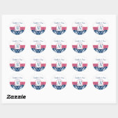 Navy Blue Damask Roze Bruiloft Dank u Sticker (Vel)