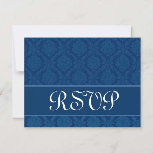 Navy Blue Damask RSVP Wedding Response Card Kaartje (Voorkant)