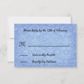 Navy Blue Damask RSVP Wedding Response Card Small Kaartje (Achterkant)