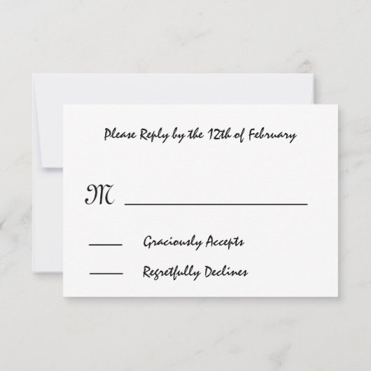 Navy Blue Damask Small RSVP Wedding Response Card (Achterkant)
