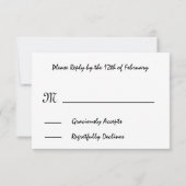 Navy Blue Damask Small RSVP Wedding Response Card Kaartje (Achterkant)
