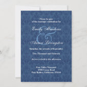 Navy Blue Damask Square Wedding A450 Kaart (Achterkant)