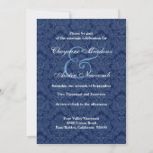 Navy Blue Damask Wedding A452D Kaart (Achterkant)