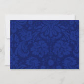 Navy Blue Damask Wedding Invitations Kaart (Achterkant)