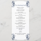 Navy Blue Damask Wedding Program Programmakaart (Achterkant)