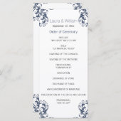 Navy Blue Damask Wedding Program Programmakaart (Voorkant / Achterkant)