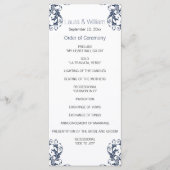Navy Blue Damask Wedding Program Programmakaart (Voorkant)